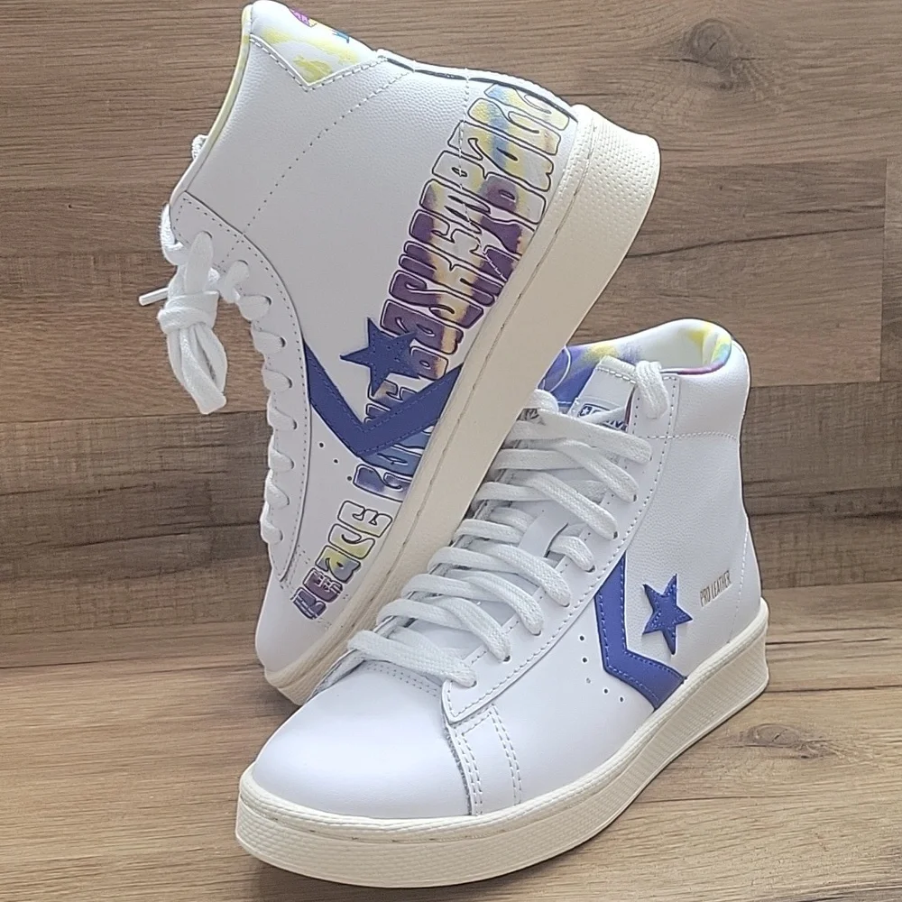 Converse Kids High-Top Sneakers - White with Blue Accents - Picture 2 of 14
